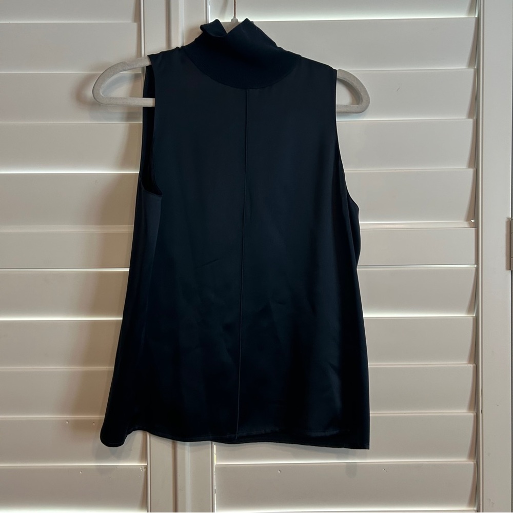 Rag & Bone Mock Neck Mixed Material Sleeveless Top Black Size XS